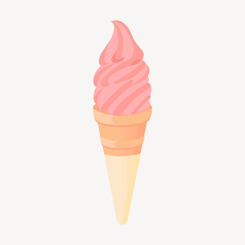 Strawberry soft serve ice-cream clipart, dessert illustration. Free public domain CC0 image.
