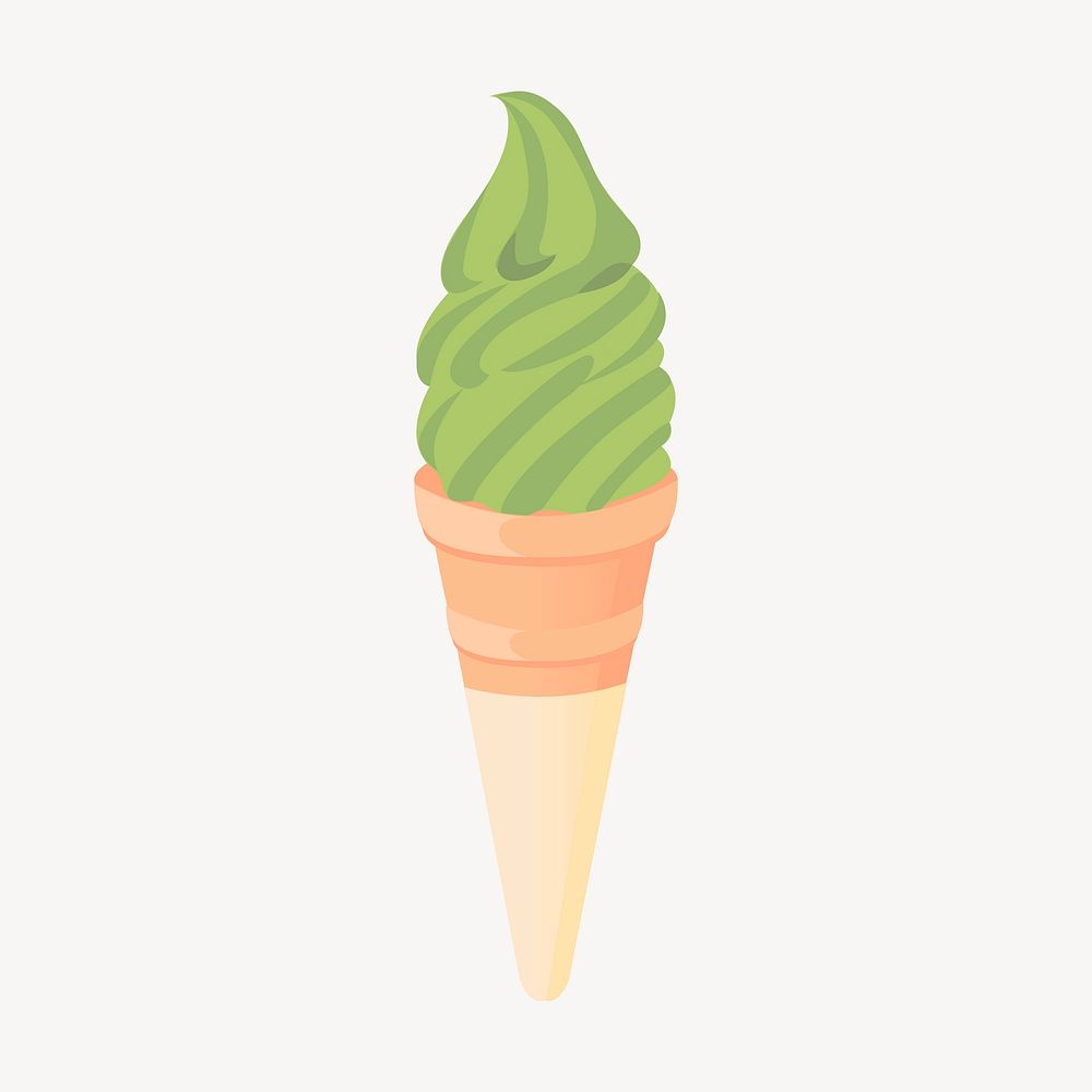 Green tea ice-cream clipart, dessert illustration. Free public domain CC0 image.