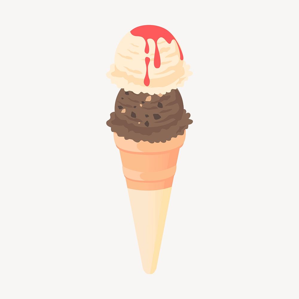 2 scoops ice-cream clipart, dessert illustration vector. Free public domain CC0 image.
