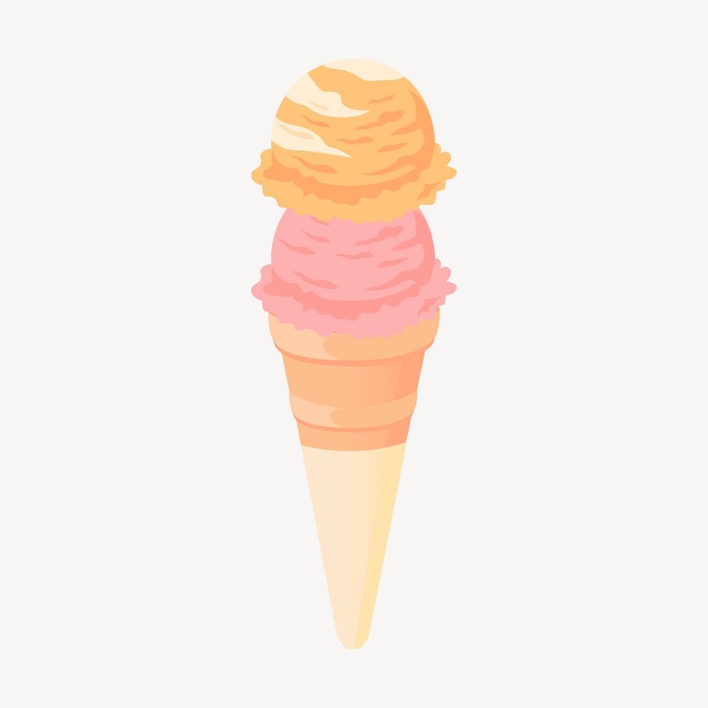 2 scoops ice-cream clipart, dessert illustration. Free public domain CC0 image.