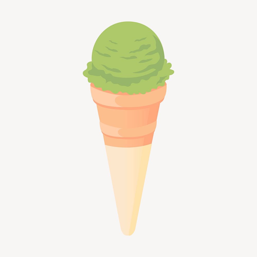 Matcha ice-cream clipart, dessert illustration. Free public domain CC0 image.