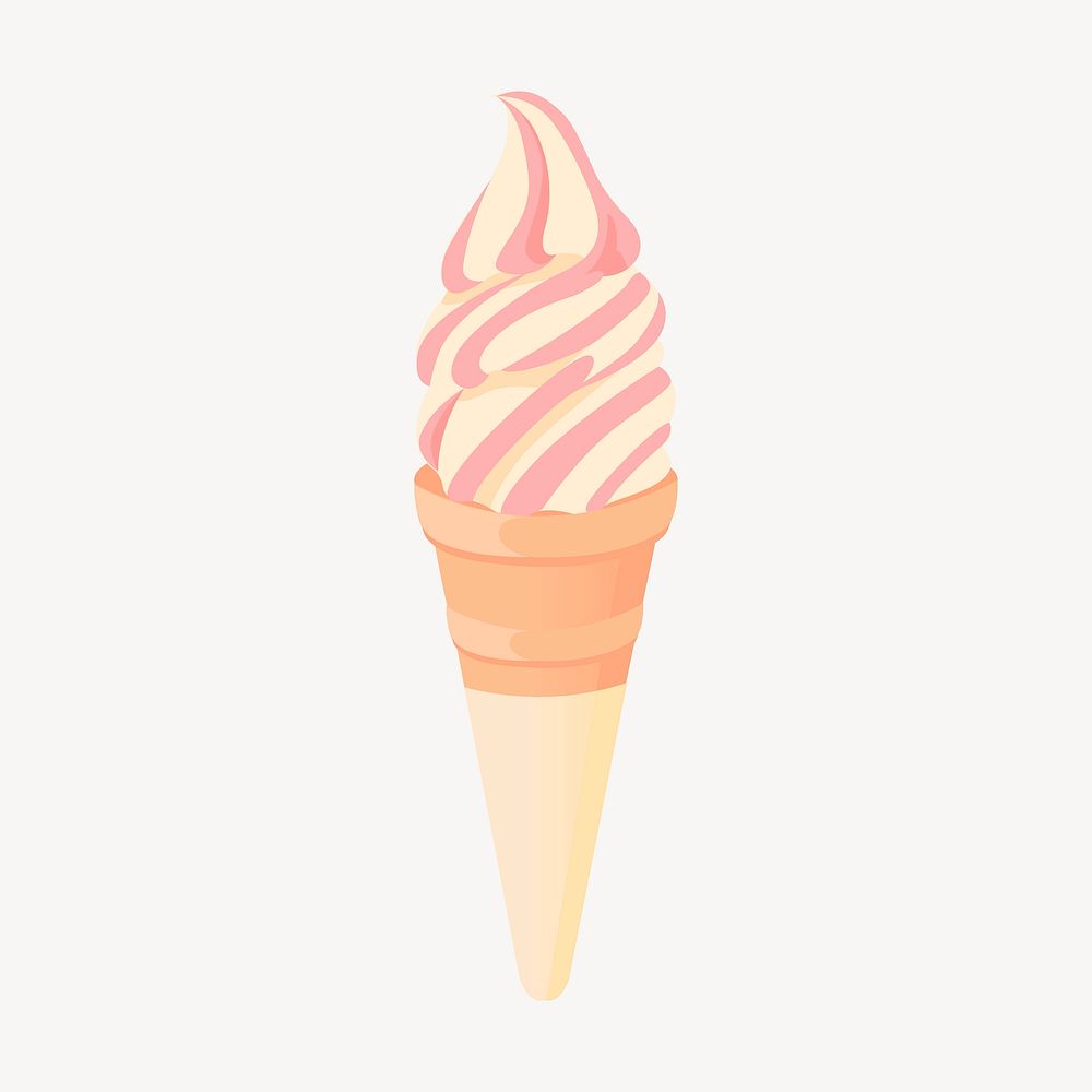 Strawberry two tone ice-cream clipart, dessert illustration. Free public domain CC0 image.