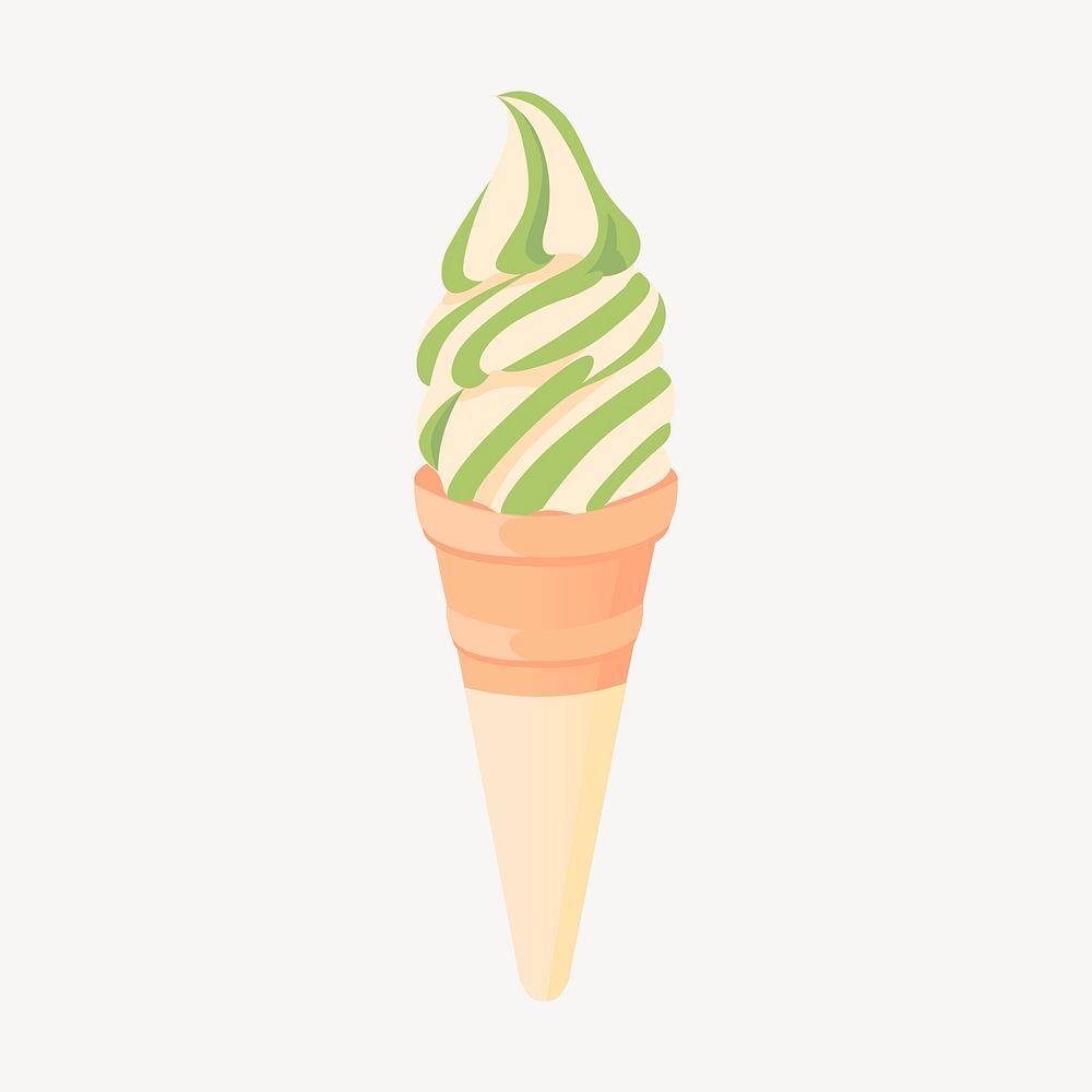 Matcha two tone ice-cream clipart, dessert illustration vector. Free public domain CC0 image.