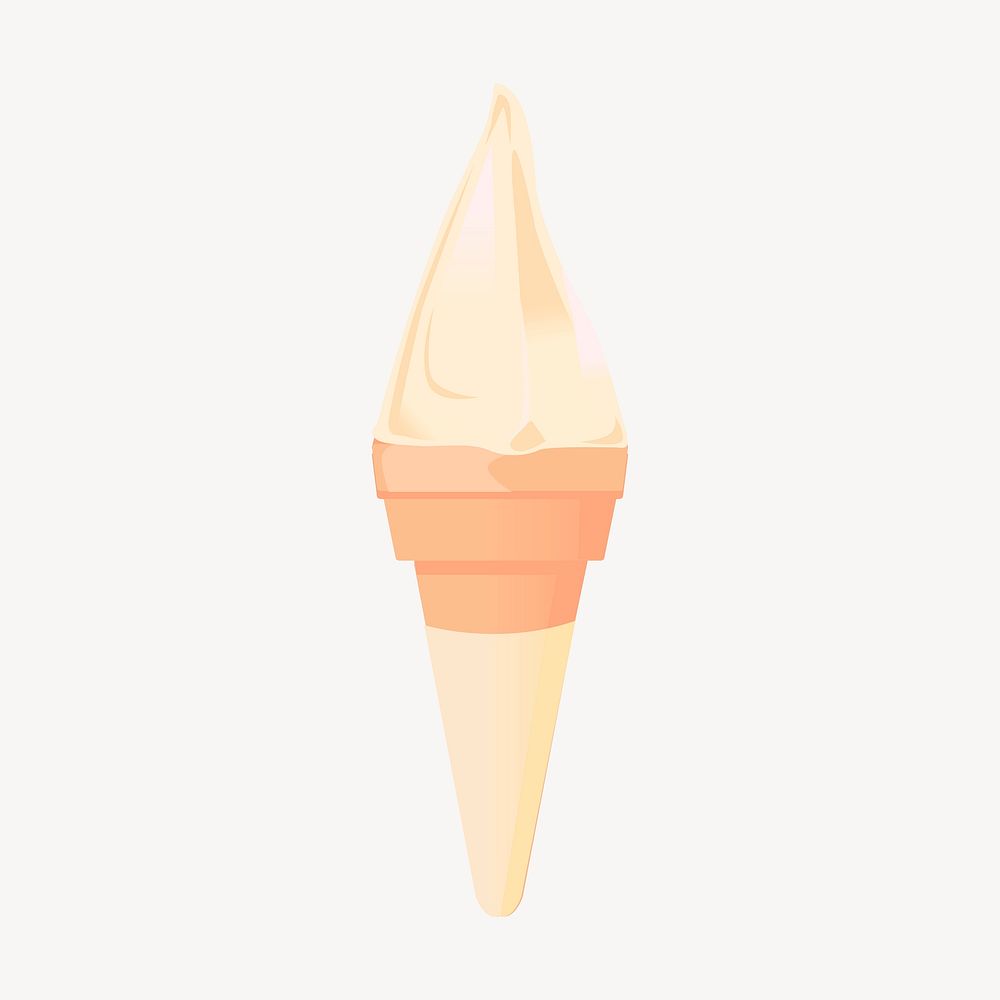 Vanilla gelato cone clipart, dessert illustration. Free public domain CC0 image.