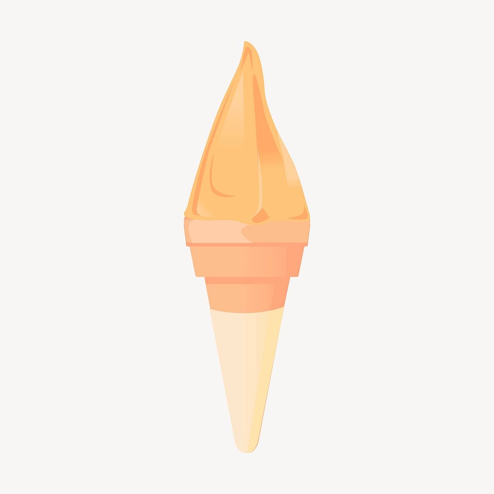 Mango gelato cone clipart, dessert illustration. Free public domain CC0 image.