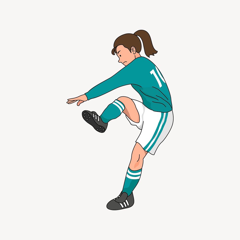 Woman soccer player clipart, sport illustration vector. Free public domain CC0 image.