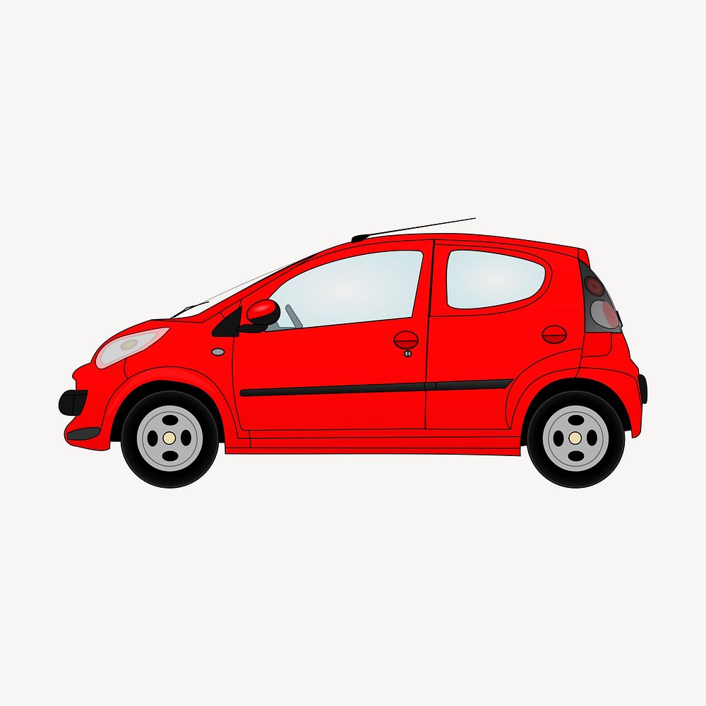 Red car clipart, vehicle illustration vector. Free public domain CC0 image.