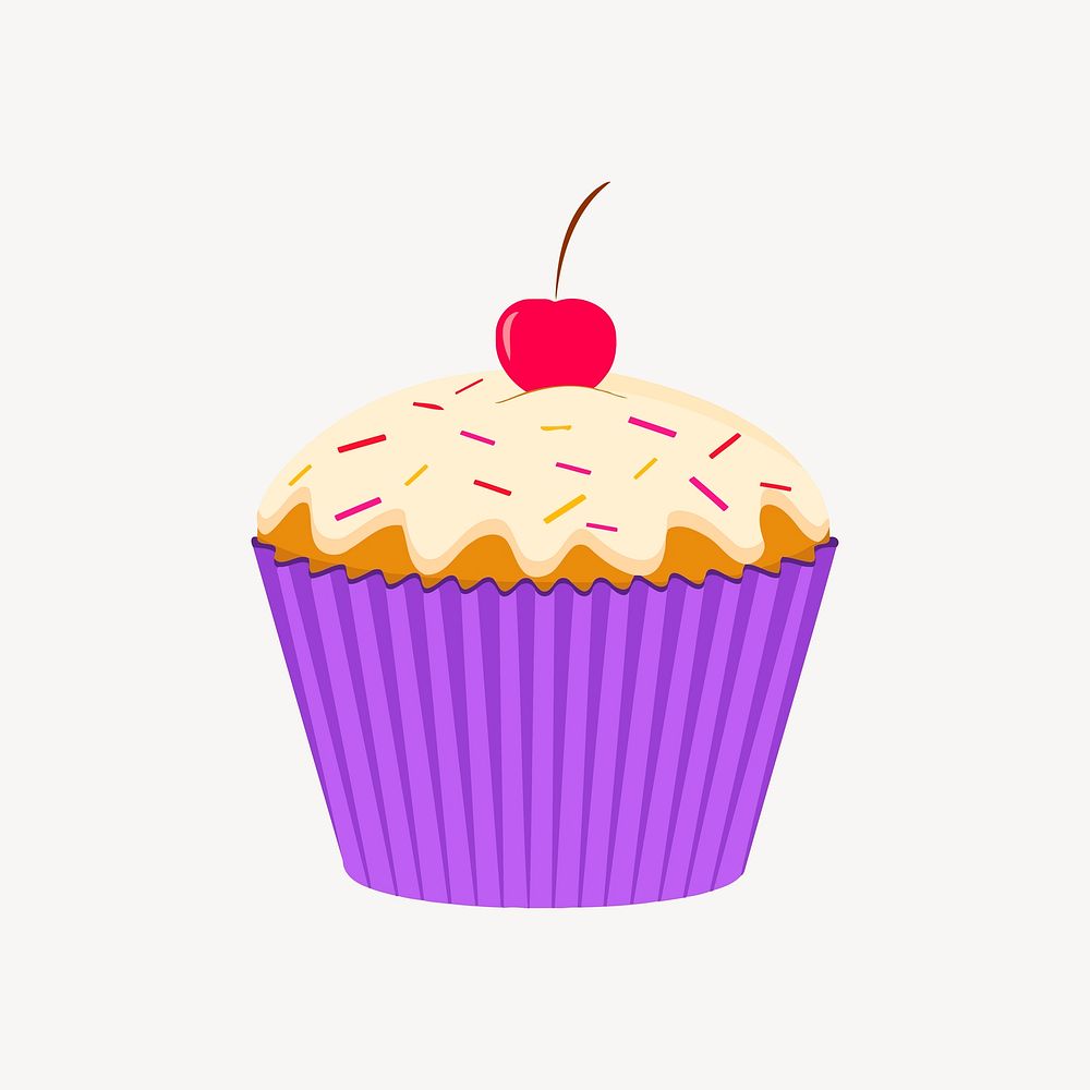 Sprinkle cupcake clipart, cute dessert illustration. Free public domain CC0 image.