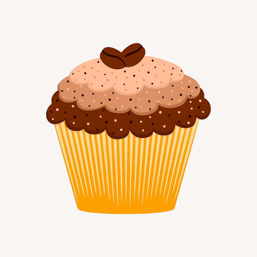 Coffee cupcake clipart, cute dessert illustration. Free public domain CC0 image.