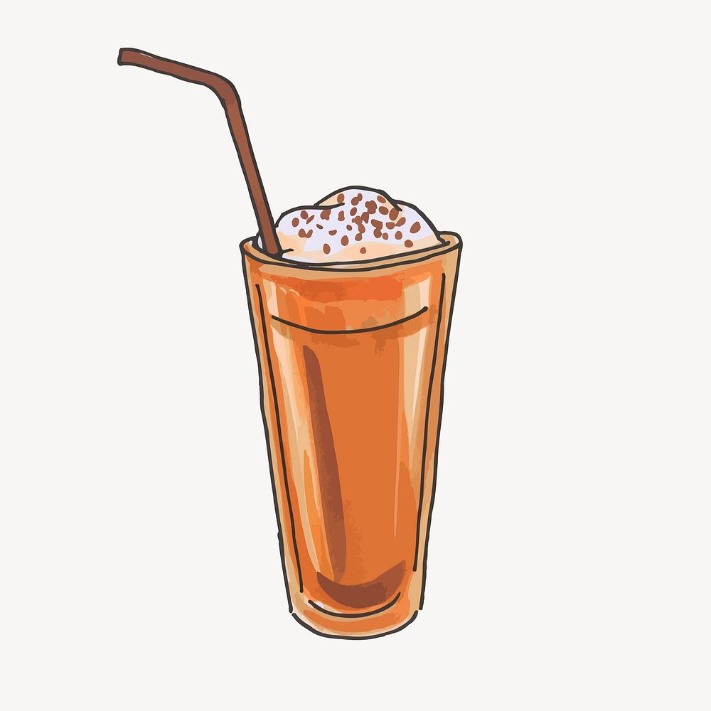 Chocolate milkshake clipart, drinks illustration. Free public domain CC0 image.