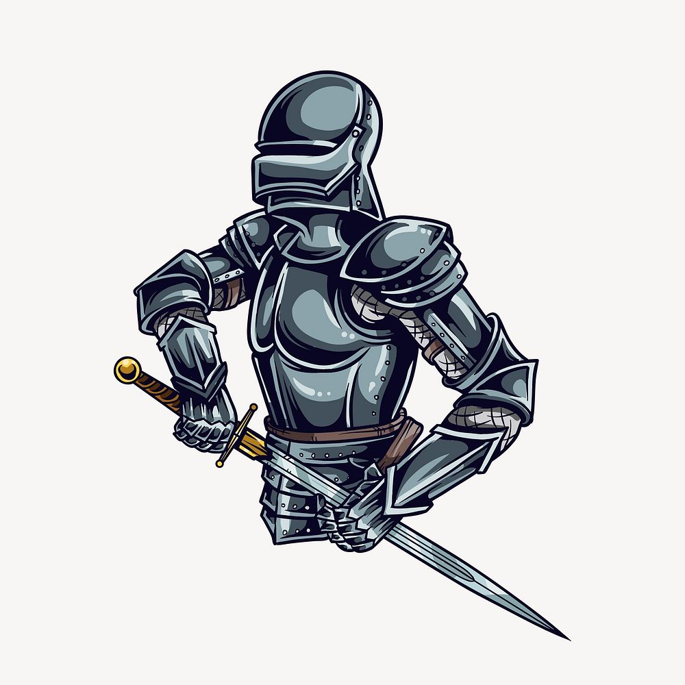 Knight clipart, medieval cartoon illustration vector. Free public domain CC0 image.