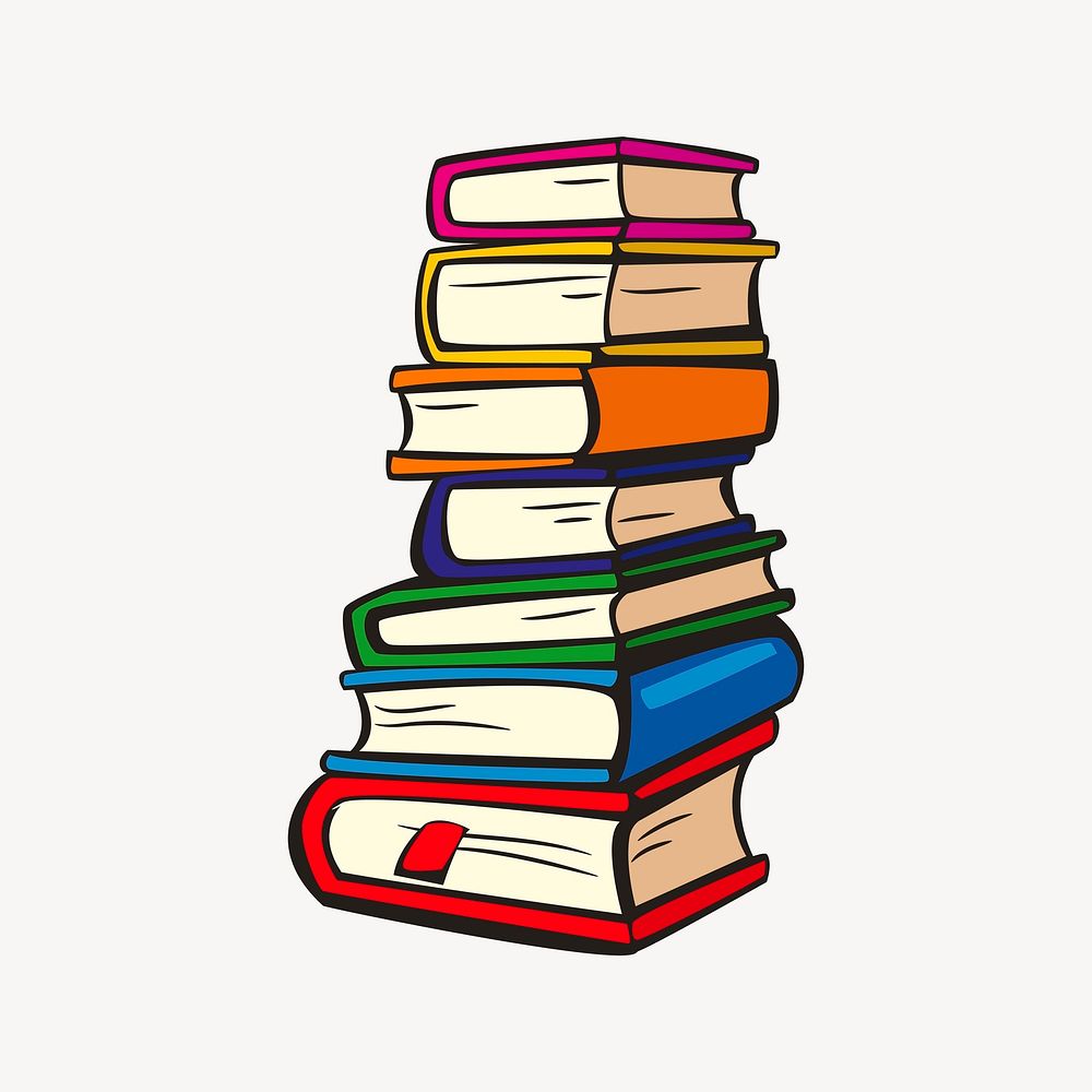 Stacked books clipart, stationery illustration. Free public domain CC0 image.