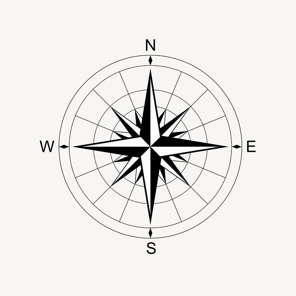 Compass rose clipart, travel illustration vector. Free public domain CC0 image.