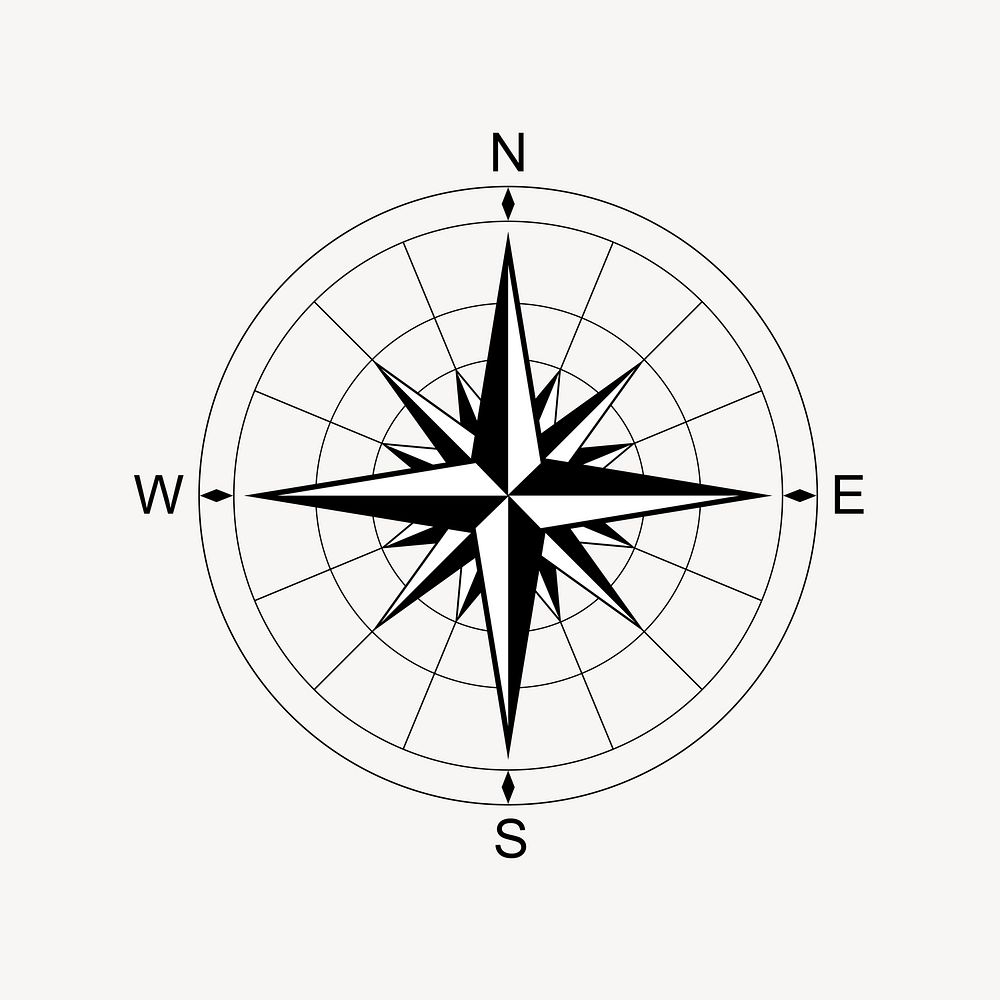 Compass rose clipart, travel illustration. Free public domain CC0 image.