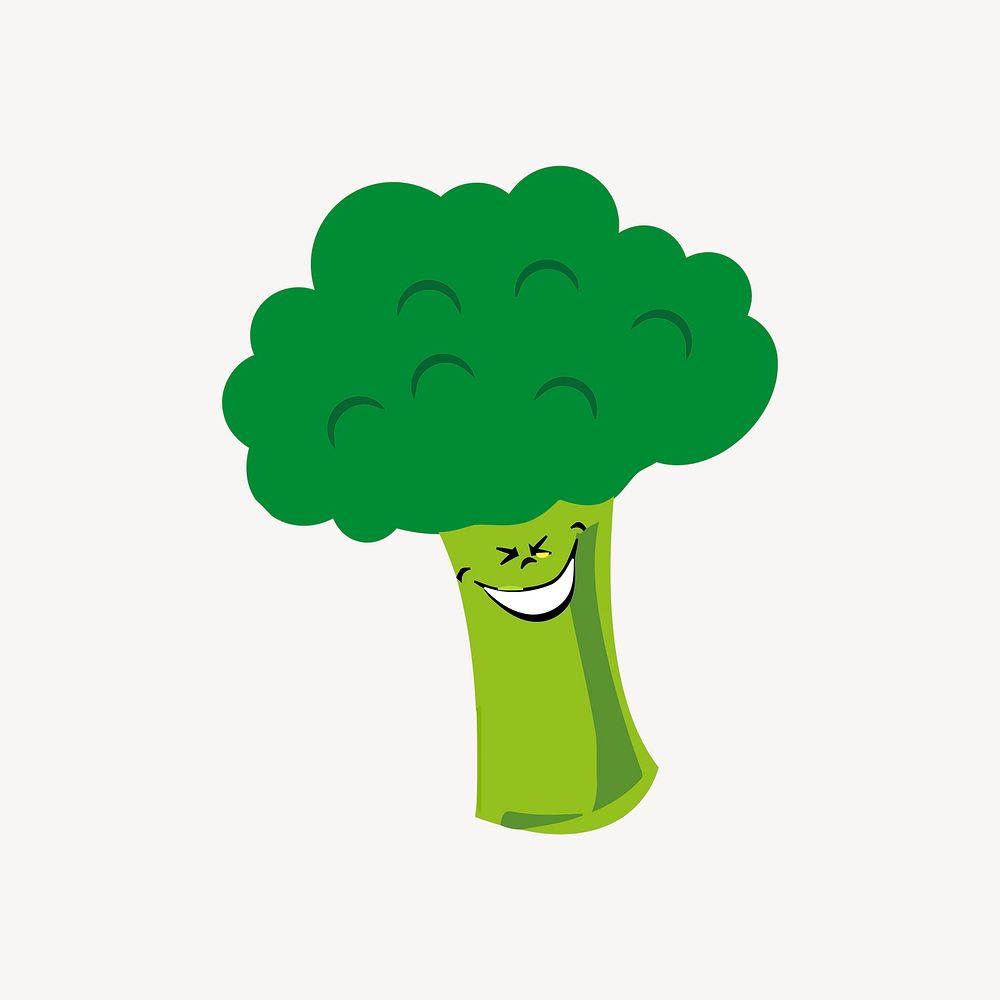 Happy broccoli clipart, vegetable cartoon illustration. Free public domain CC0 image.