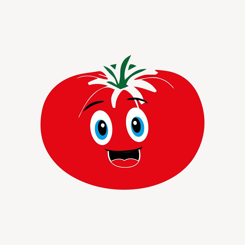 Smiling tomato clipart, vegetable cartoon illustration vector. Free public domain CC0 image.
