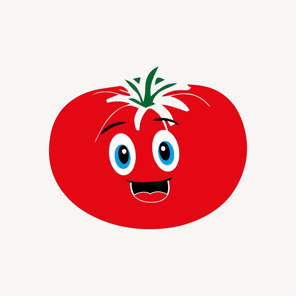 Smiling tomato clipart, vegetable cartoon illustration. Free public domain CC0 image.