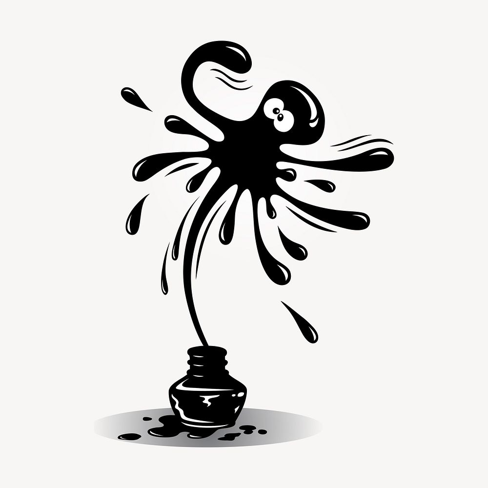 Ink pot clipart, stationery illustration vector. Free public domain CC0 image.