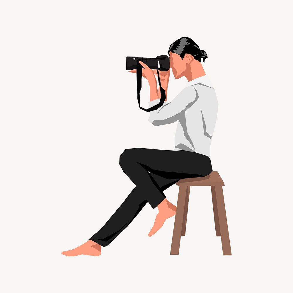 Woman taking photo clipart, hobby illustration vector. Free public domain CC0 image.
