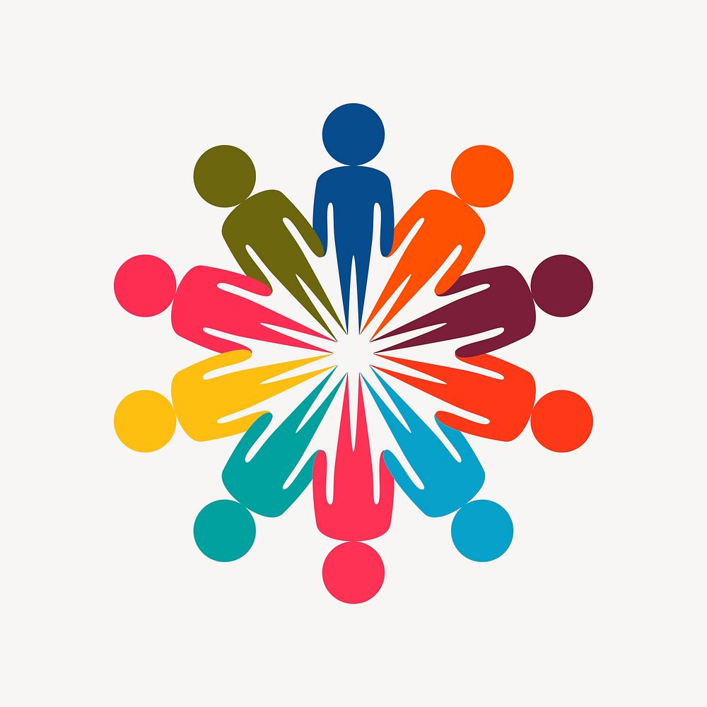 Colorful people clipart, icon illustration vector. Free public domain CC0 image.