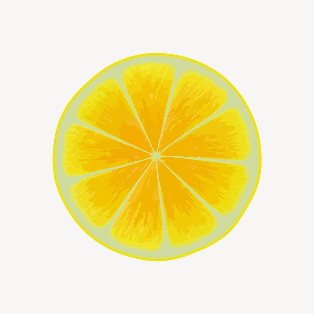Lemon slice clipart, fruit illustration. Free public domain CC0 image.