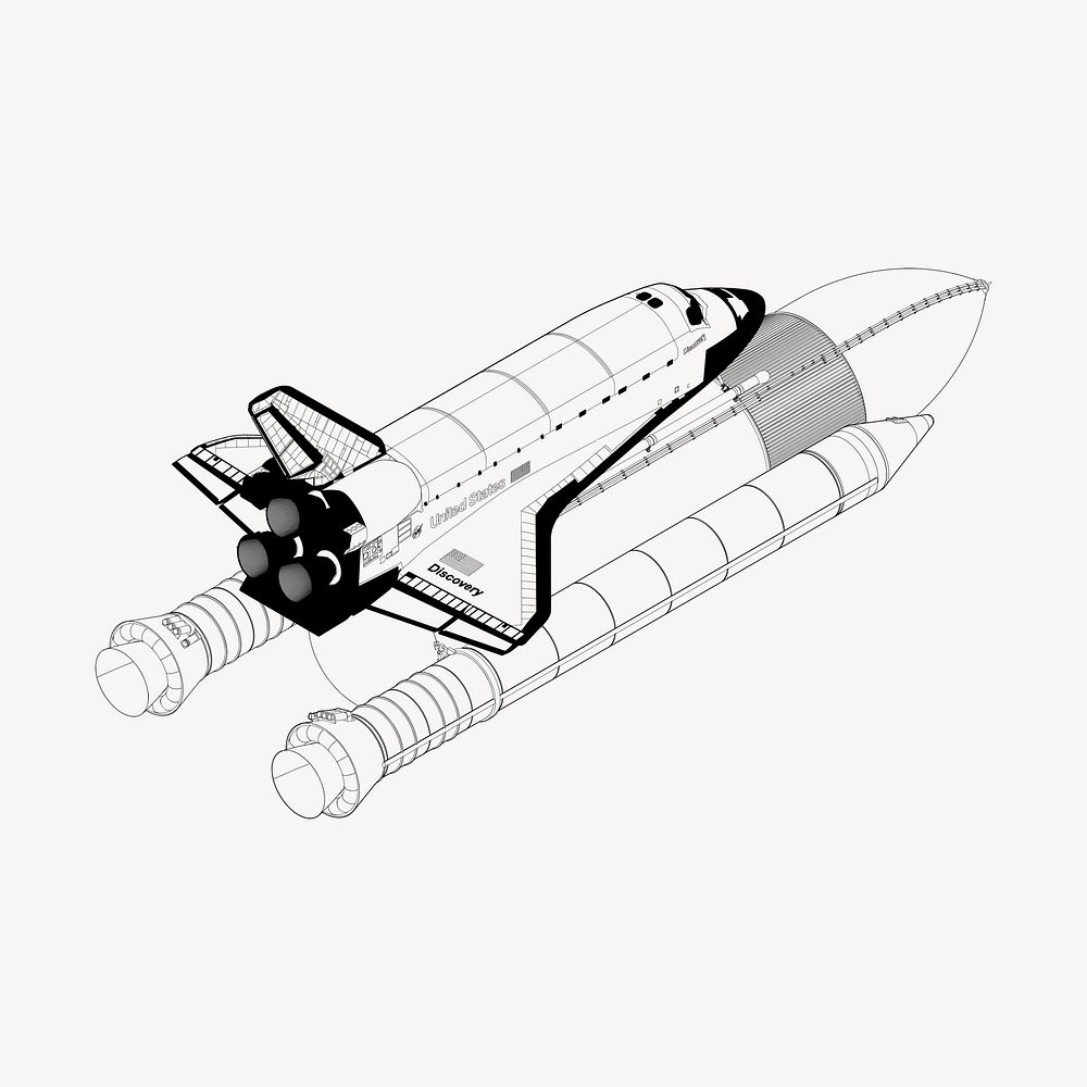 Space shuttle clipart, vehicle illustration vector. Free public domain CC0 image.