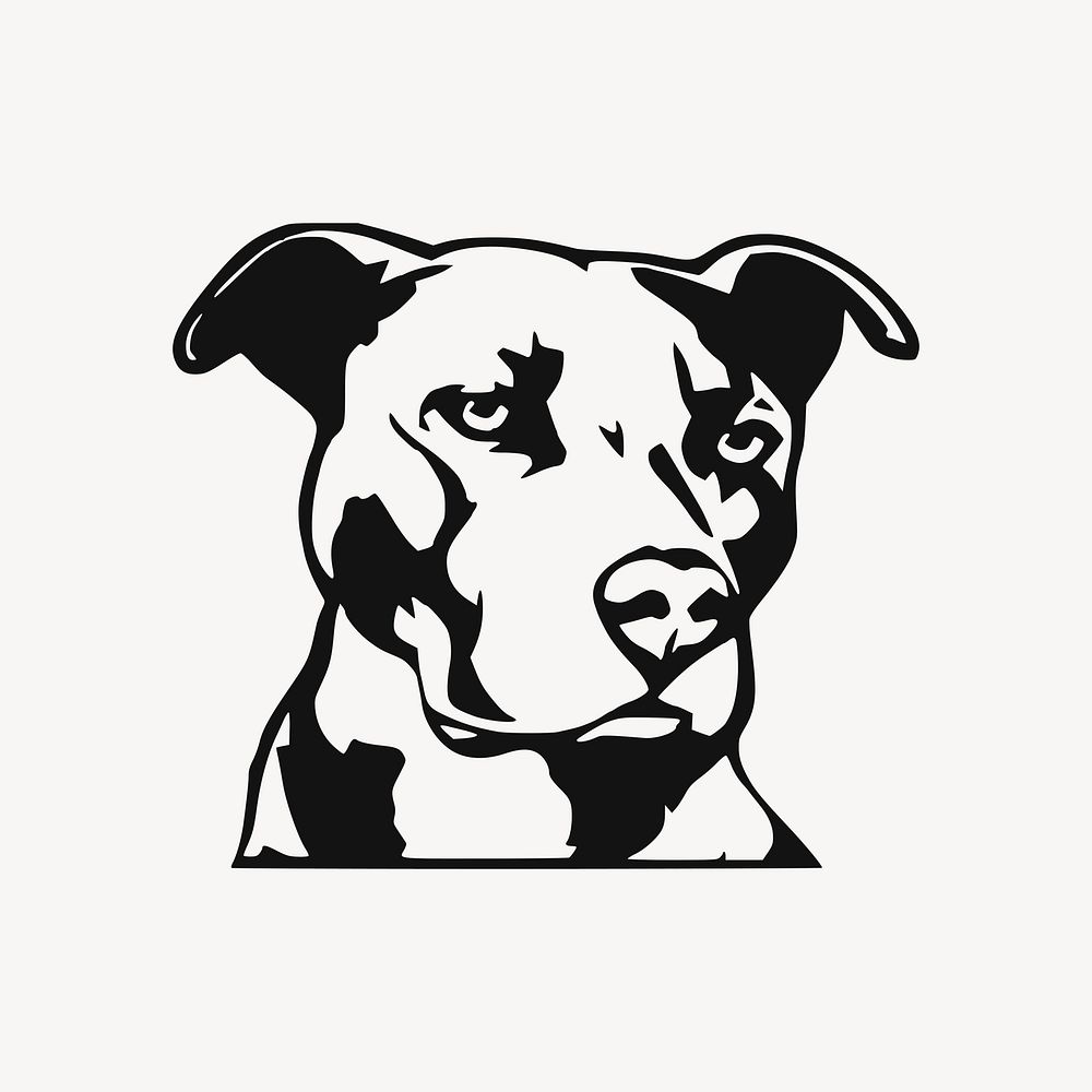 Pit bull dog drawing, animal illustration vector. Free public domain CC0 image.