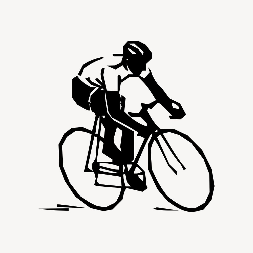 Man riding bicycle silhouette clipart, health illustration vector. Free public domain CC0 image.