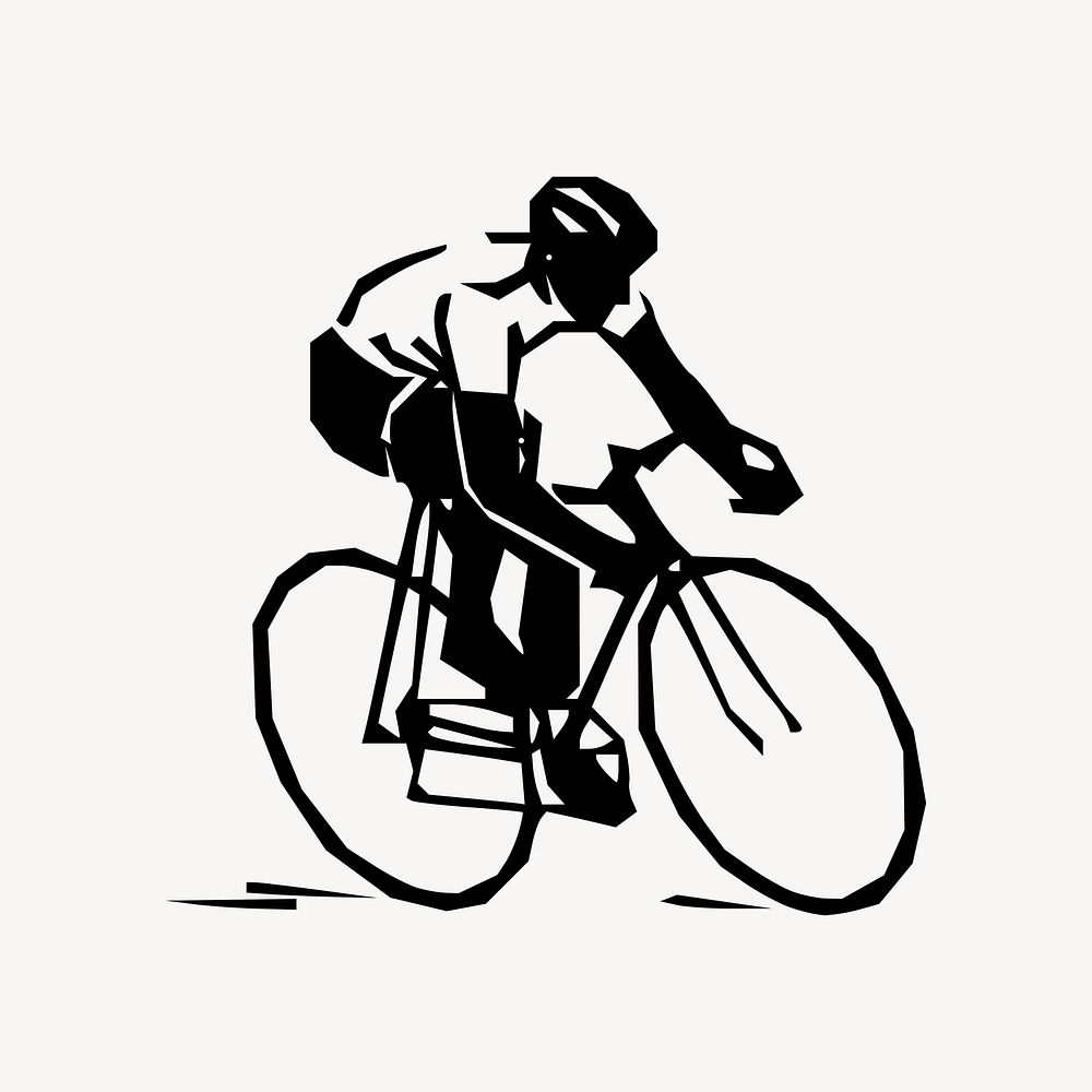 Man riding bicycle silhouette clipart, health illustration. Free public domain CC0 image.