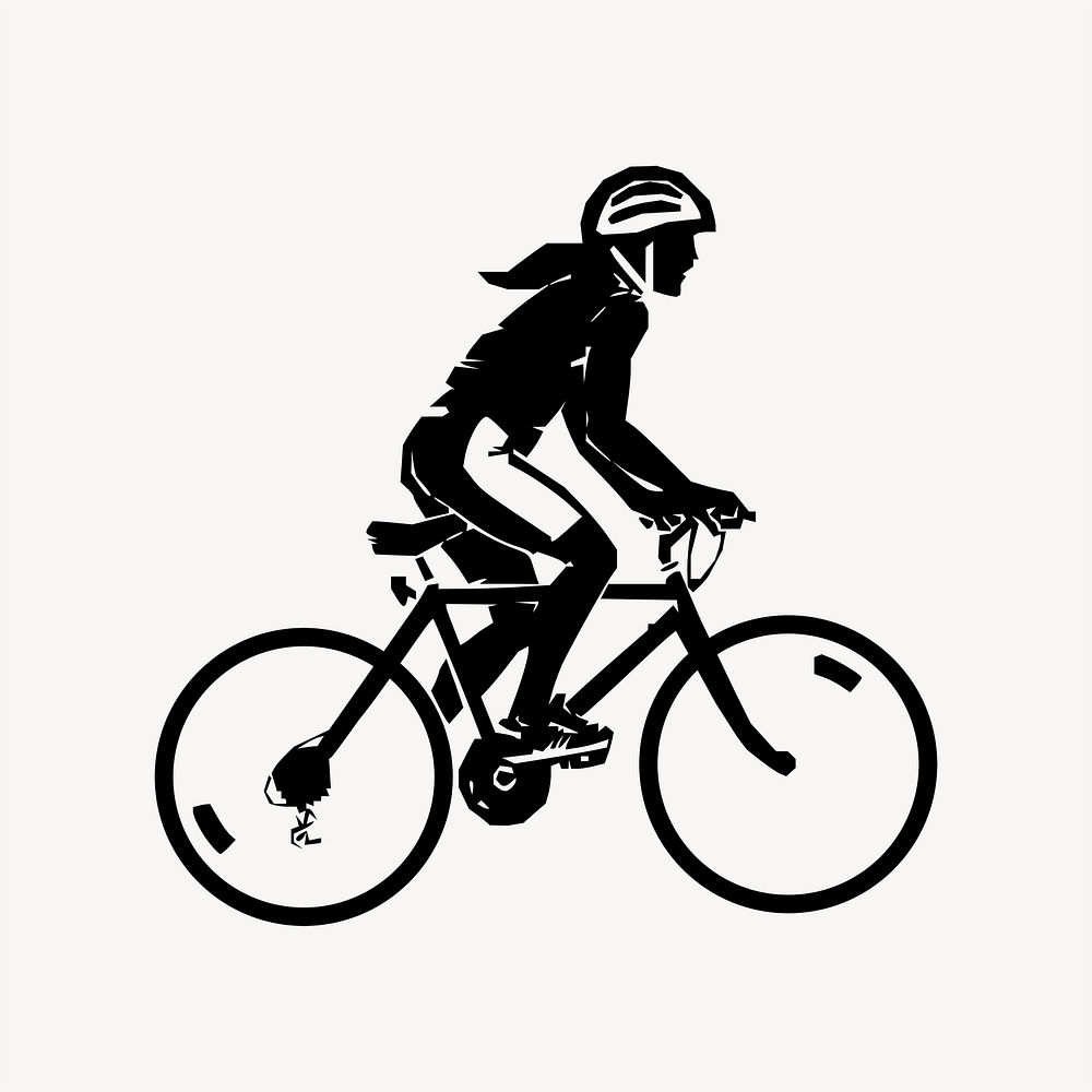 Woman riding bicycle silhouette clipart, health illustration psd. Free public domain CC0 image.