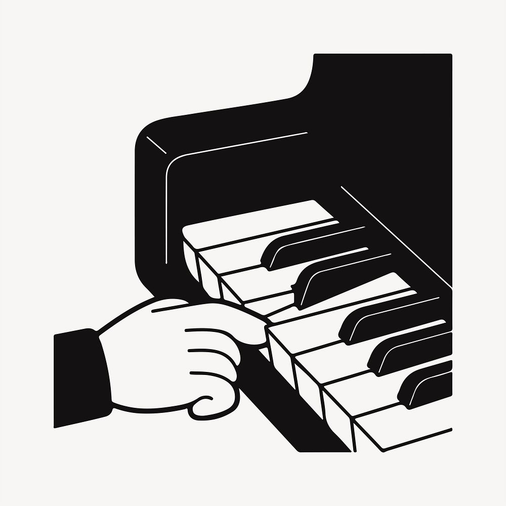 Hand playing piano drawing, music illustration. Free public domain CC0 image.