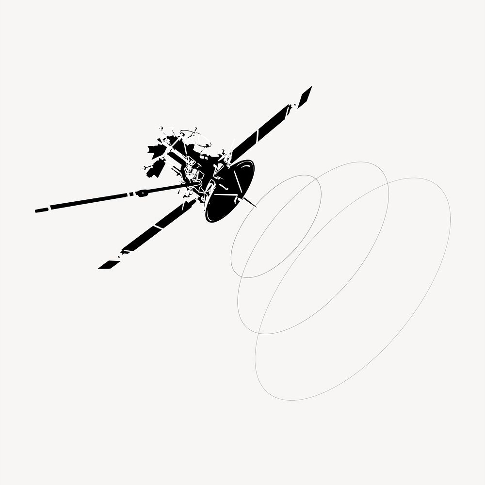 Space satellite drawing, technology illustration. Free public domain CC0 image.