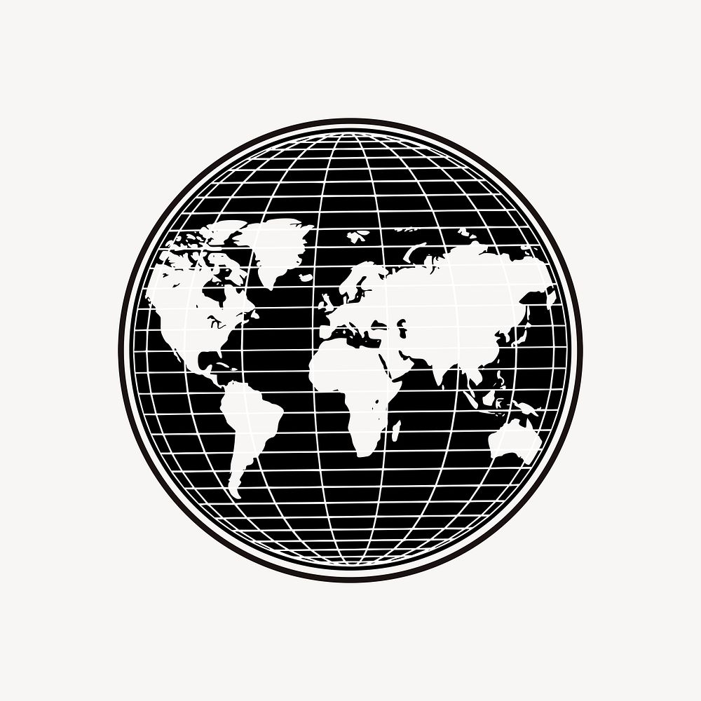 Globe drawing, geography illustration vector. Free public domain CC0 image.