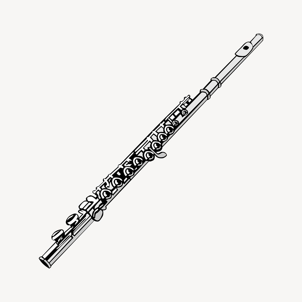 Flute drawing, musical instrument illustration vector. Free public domain CC0 image.