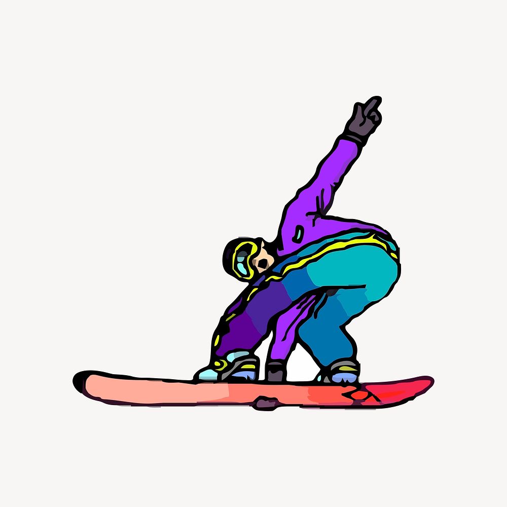Snow surfing man clipart, sport illustration vector. Free public domain CC0 image.