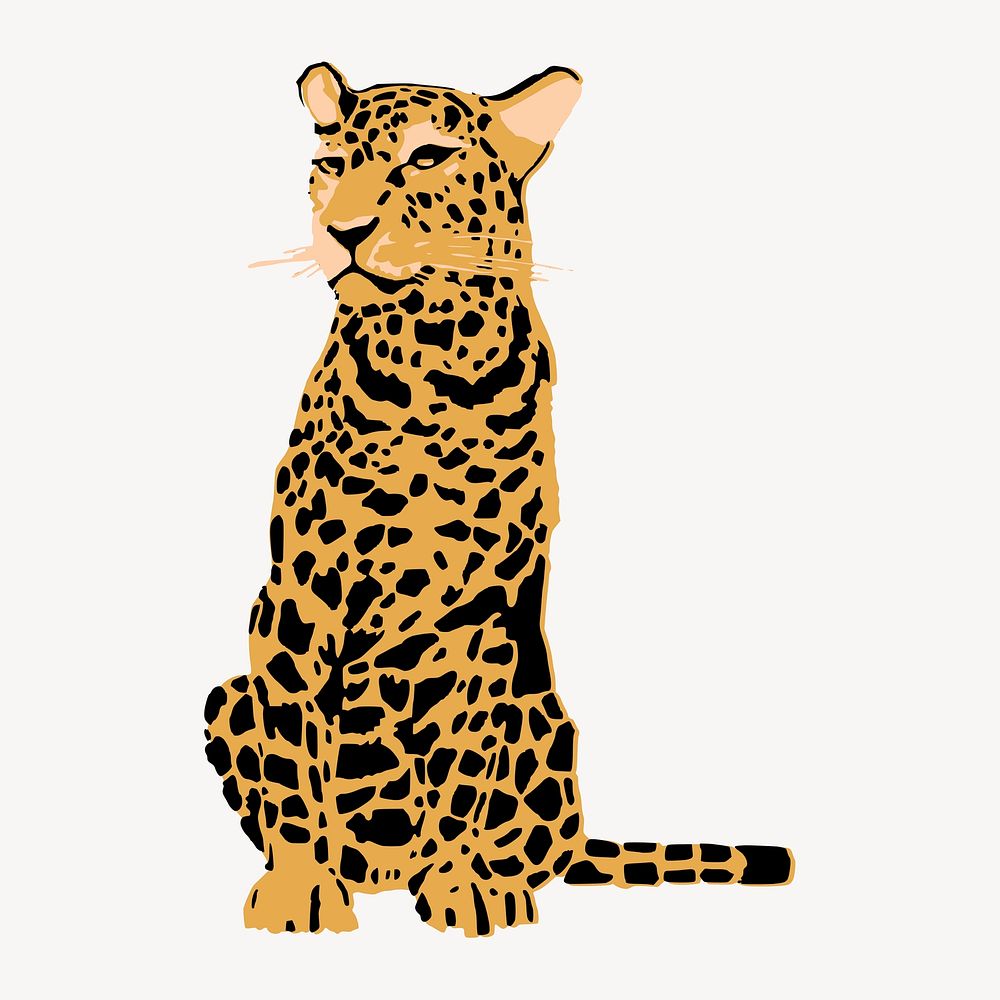 Leopard tiger clipart, animal illustration vector. Free public domain CC0 image.