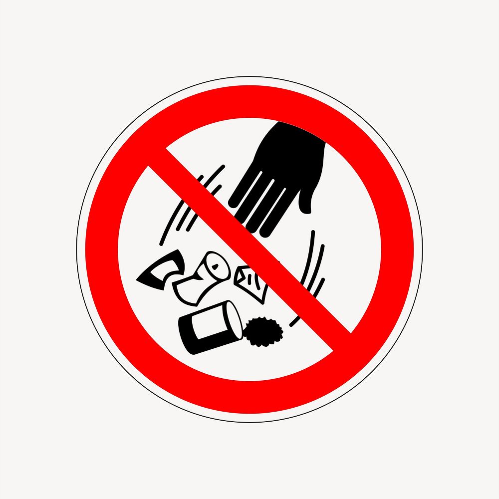 No garbage sign clipart, icon illustration. Free public domain CC0 image.