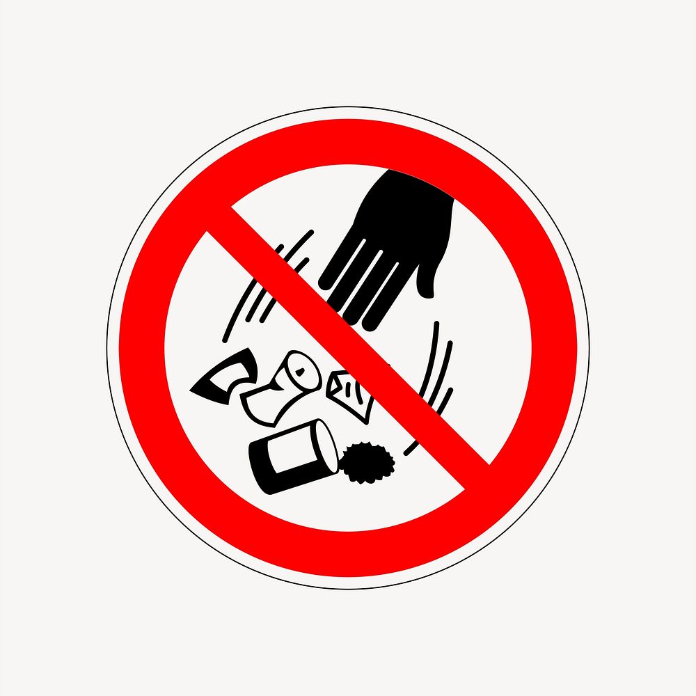 No garbage sign clipart, icon illustration psd. Free public domain CC0 image.