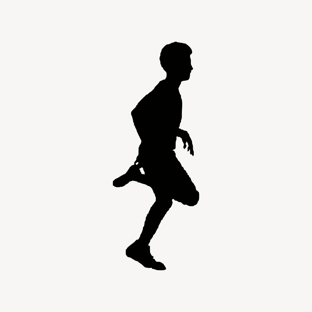 Running man silhouette clipart, fitness illustration psd. Free public domain CC0 image.