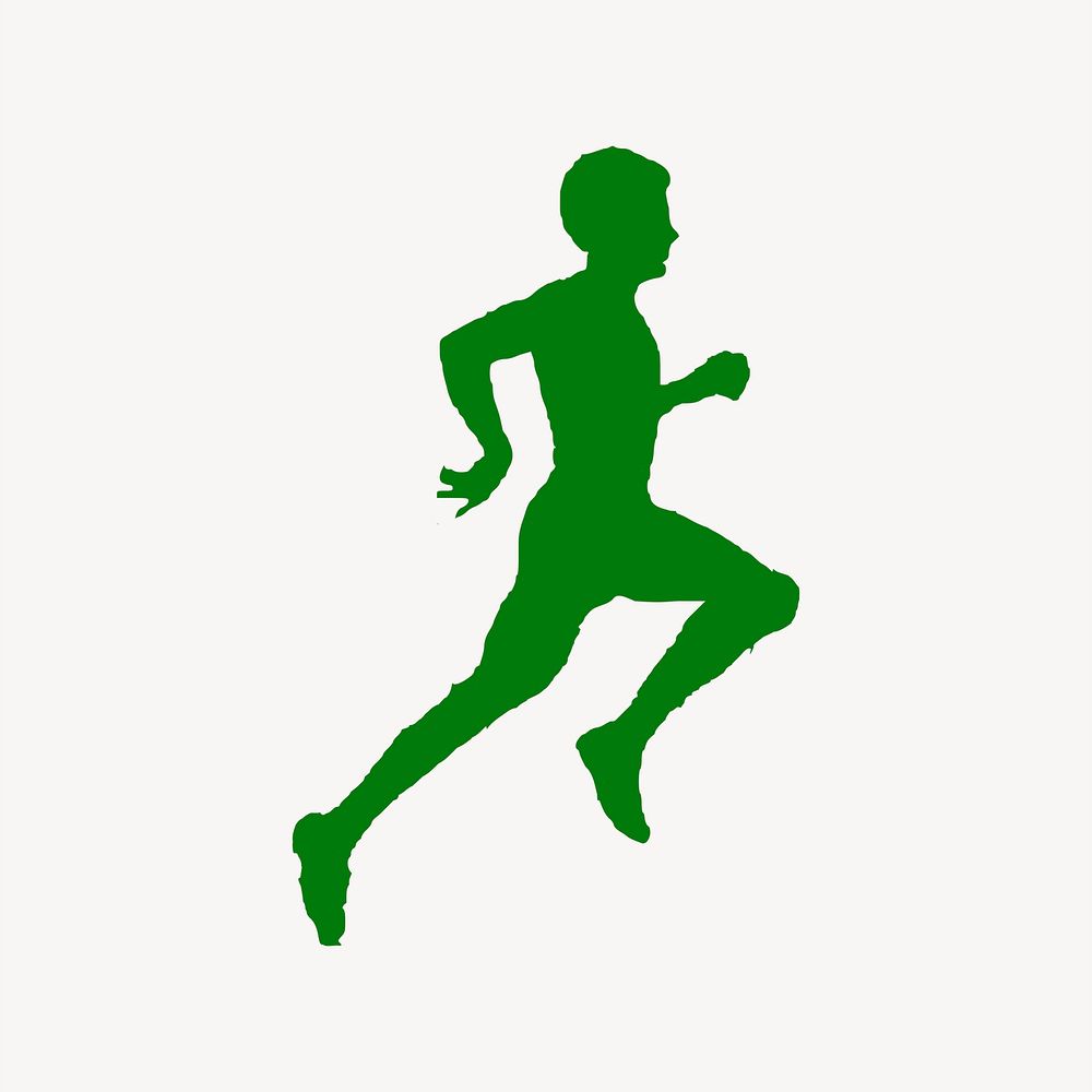 Running man silhouette clipart, fitness illustration. Free public domain CC0 image.