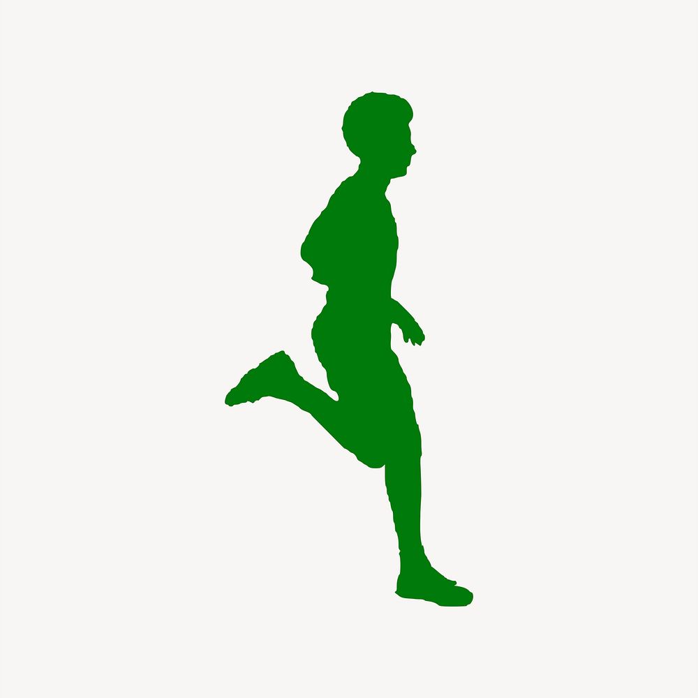 Running man silhouette clipart, fitness illustration psd. Free public domain CC0 image.