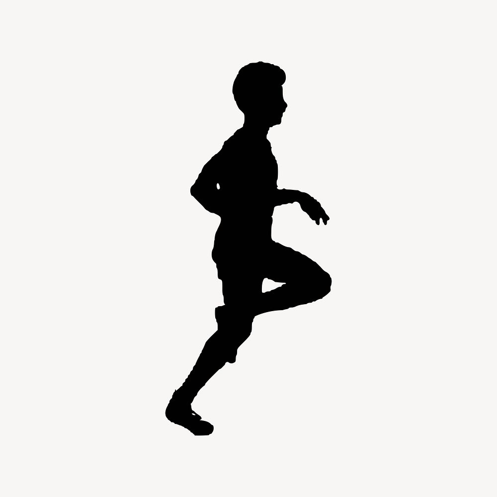 Running man silhouette clipart, exercise illustration vector. Free public domain CC0 image.