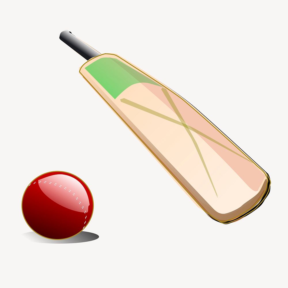 Cricket bat clipart, sport equipment illustration vector. Free public domain CC0 image.