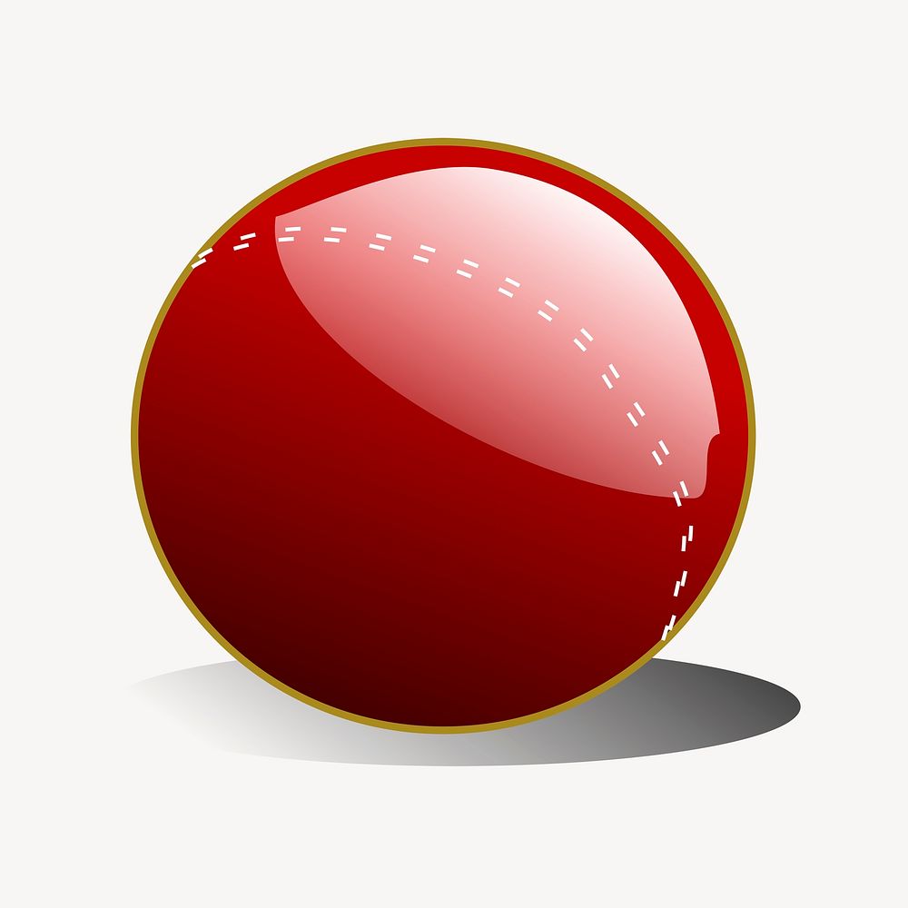 Cricket ball clipart, sport equipment illustration vector. Free public domain CC0 image.