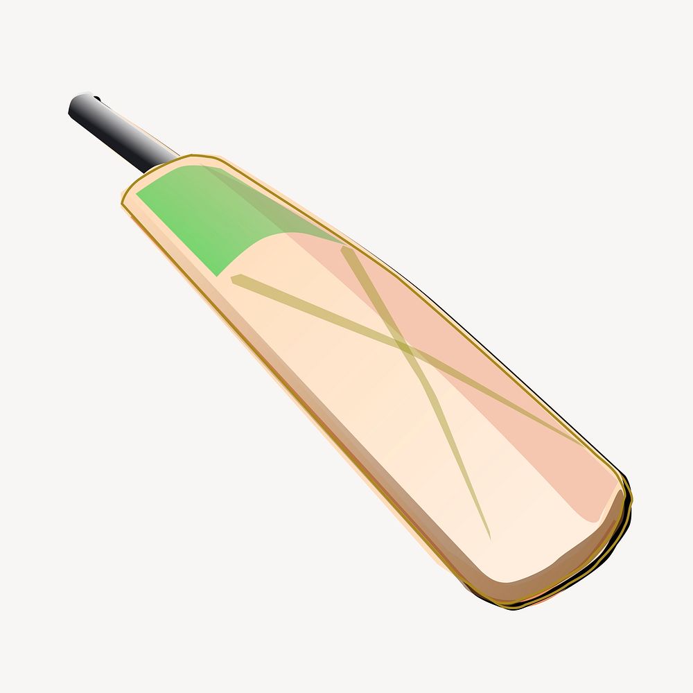Cricket bat clipart, sport equipment illustration vector. Free public domain CC0 image.