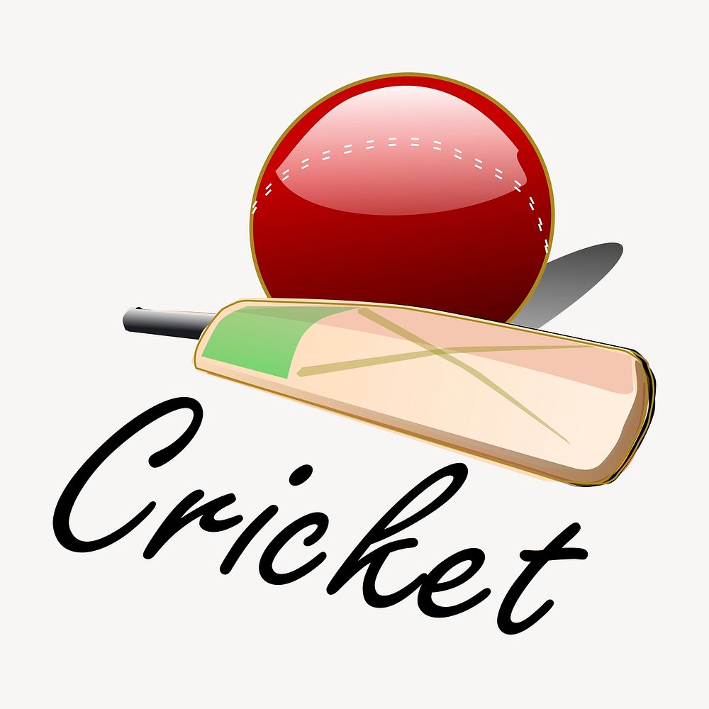 Cricket equipment clipart, sport illustration. Free public domain CC0 image.