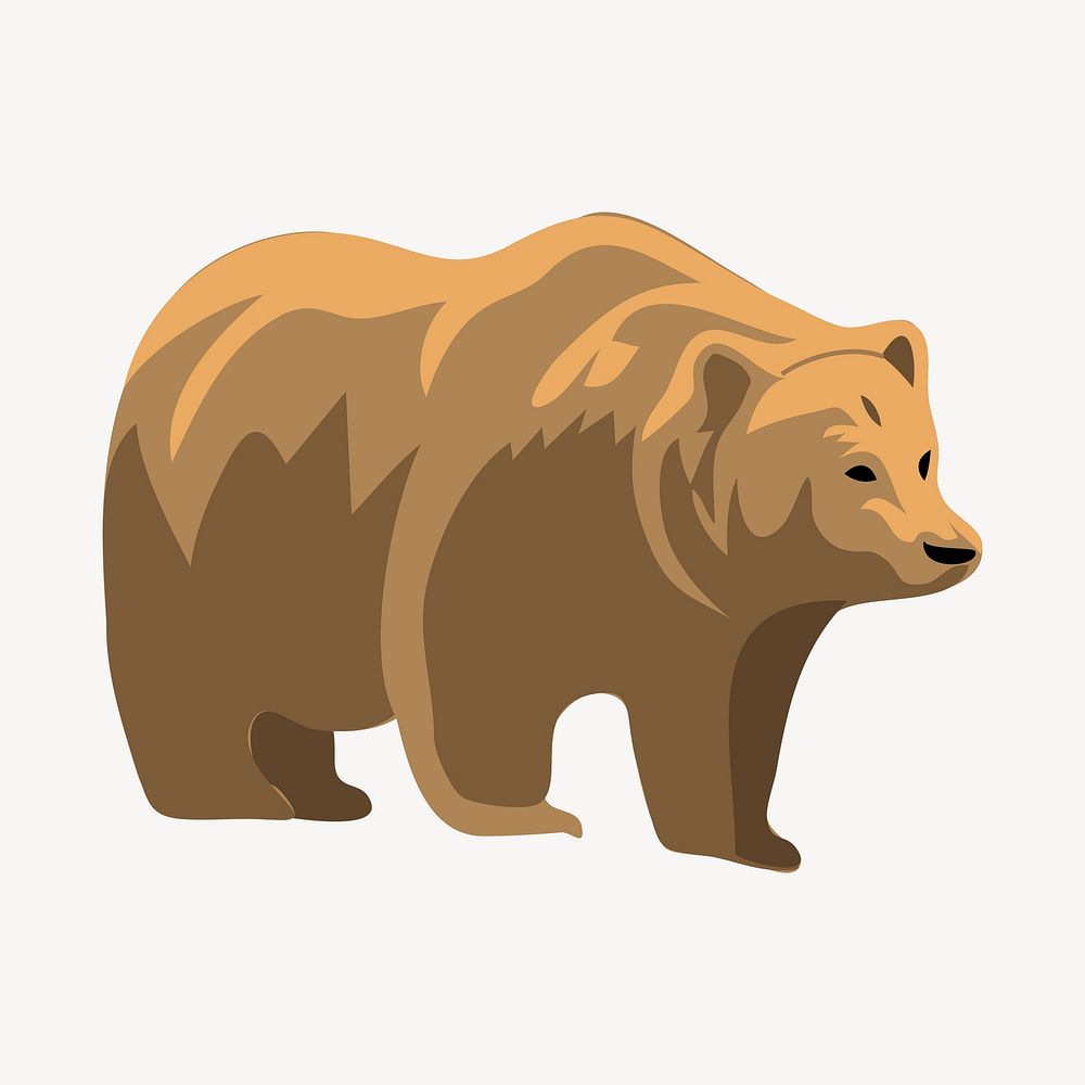 Grizzly bear clipart, animal illustration vector. Free public domain CC0 image.