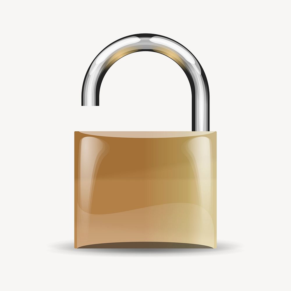 Unlocked padlock clipart, object illustration vector. Free public domain CC0 image.