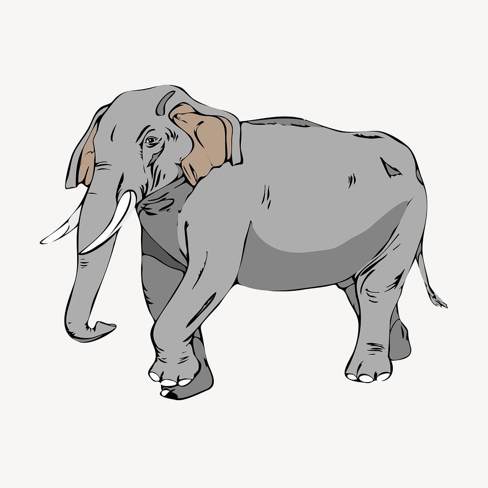 Elephant clipart, animal illustration. Free public domain CC0 image.
