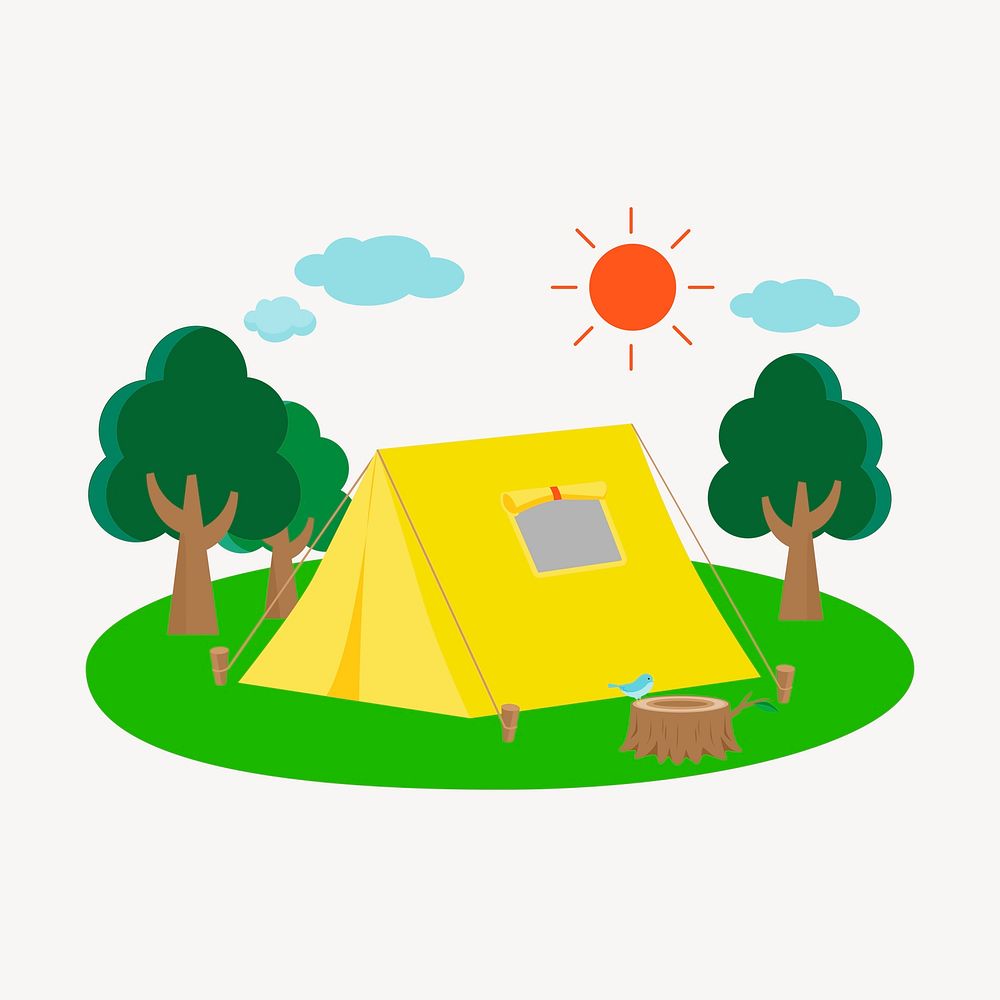 Camping site clipart, travel illustration. Free public domain CC0 image.